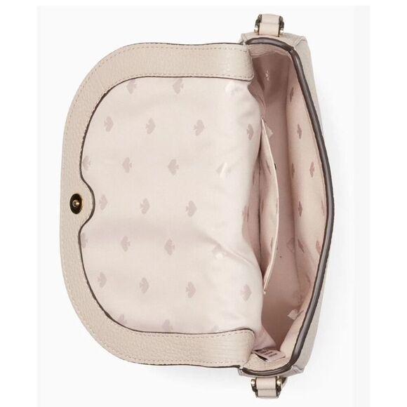 Kate Spade Leila Mini Flap Crossbody Warm Beige Leather, Adjustable Strap | EUC - Picture 6 of 16